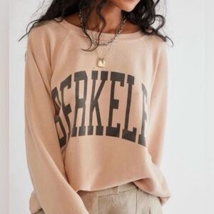 Free People Retrobrand BERKELEY Oversized Distressed Sweatshirt SZ XL Tan